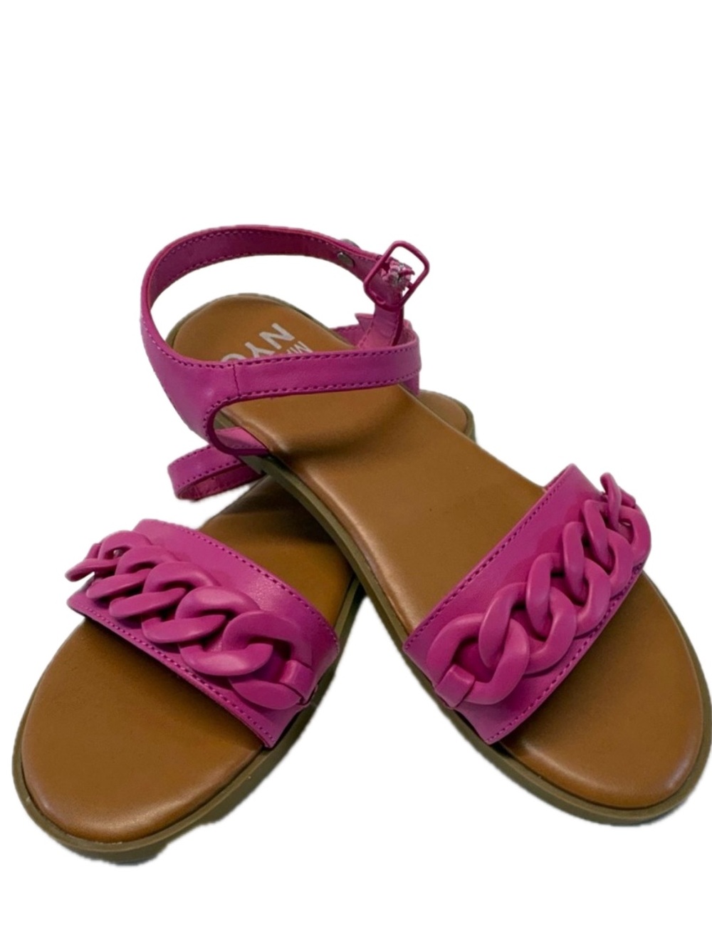NWT Madden NYC Girls Debb Chain Link Flat Sandals - Pink - Size 3